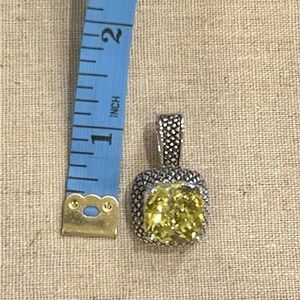 Premier Designs green citrine, cubic zirconia pendant in silver tone setting
